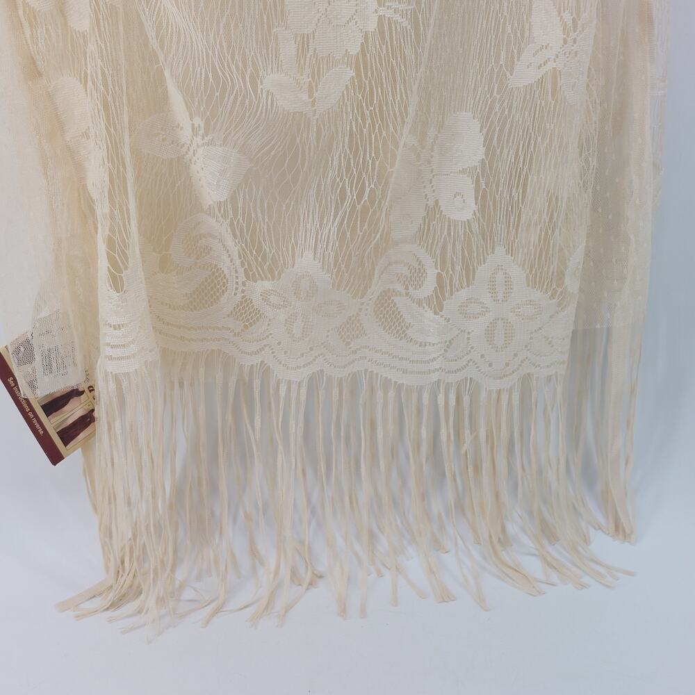Indigo Soul Butterfly Scarf with Fringe Beige Cream Lace Wrap Accessory